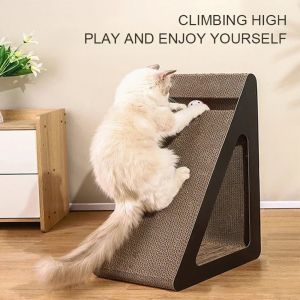 FUDESHE 1pc Vertical 2 in 1 Cat Scratcher Triangles Shaped ​Rotating Ball​ Climbing Frame​  Wear-resistant Cardboard Scratcher