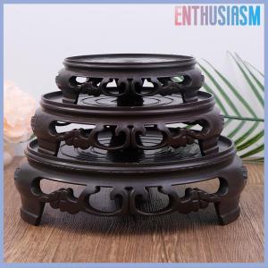 【Enthusiasm】🌟🌟【Hot Sale】🎈 Deep Brown Carving Wooden Look Plastic Base Tray Flowerpot Holder Round Square Multi-Functional Teapot Vase Fish Tank Base