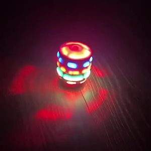 Childrens Wood Luminous Hand Spiner Spinning Top Colorful Flash LED Light Music Gyroscope Classic Toys Kid Christmas Gift