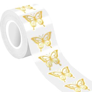 1 Roll Waterproof Golden Butterfly Pattern Sticker Scrapbooking PVC Sticker Reusable For Kid Crafts Handcraft Projects