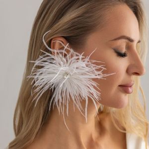 AMELY Creative Feather Earrings Charm Geometric Crystal Dangle Earring Cute Ear Stud Inlaied Rhinestone Stud Earrings Beach