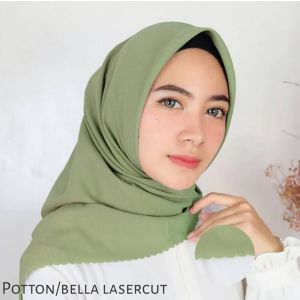 HIJAB BELLA SQUARE /SEGIEMPAT POLLYCOTTON/ JILBAB SEGI EMPAT SQUARE POLOS 115 X 115 CM