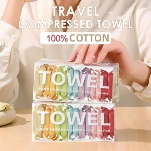 TRYANY 14Pcs Disposable Compressed Towel Portable Quick Drying Water Wet Wipe Makeup Remover Pure Cotton Makeup Towel Women