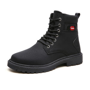 YCHION Men Boots British Red High Top Mens Army Boots Korean Zipper Mens Snow Winter Boots Cowboy Boots for Men BLACK size 39-44