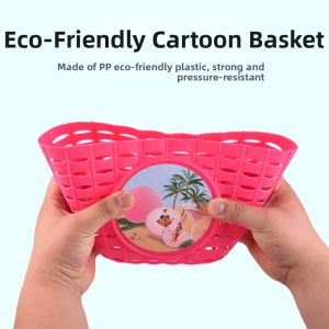 NALANILI Plastic Children Kids Basket Cartoon Patten Multicolors Scooter Handlebar Basket High Quality Bike Carrier Bag Bike Accessories