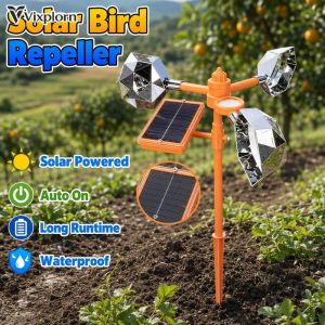 Solar Ultrasonic Animal Repellent Bird Repeller LED Flash Waterproof Outdoor Garden Yard