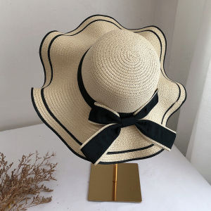 Straw Hat Summer Beach Hat for Women Cap Ribbon Sunlock Hat Female Vacation Big Brim Seaside