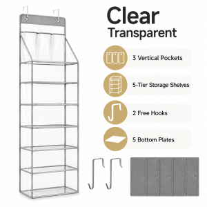 【Pure Care】 Over-Door Storage Organizer / Multi-Layer Hanging Bag / Clear PVC or Gray Fabric Door Organizer