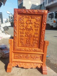 Khung bài vị cửu huyền thất tổ mẫu lân gỗ hương 20x2520x30 cm và 25x35 cm