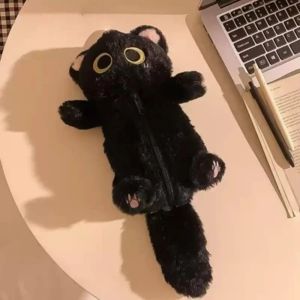 Cartoon Cat Pencil Case Plush Doll Stationery Storage Bag Large Capacity Soft Organizer School Supplies