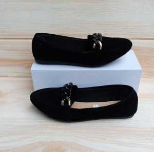 EYZA-sepatu wanita sepatu balet wanita sepatu variasi rantai hitam sol karet flat shoes wanita sepatu cewek sepatu perempuan terbaru