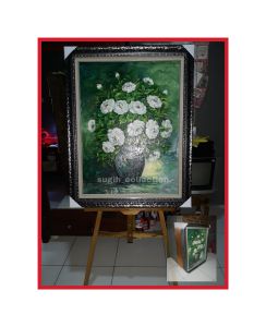 PAKET 2 LUKISAN MAWAR PUTIH & NELAYAN SENJA > Lukisan Siap Pajang > Bisa COD