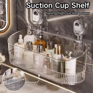 Light Luxury Bathroom Suction Cup Type Suction Cup Rack Bathroom Kitchen Sink Drain Rack Suction Cup Storage Shelf Perforated Wall-Mounted Cosmetic Storage Box Toilet Storage