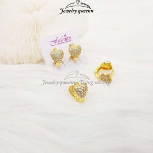 Khuyên Tai Nữ Bông Hoa Tai Hình Trái Tim Mạ Vàng 18k Đính Đá Phong Cách Thời Trang | Jewelry Queen B25V58