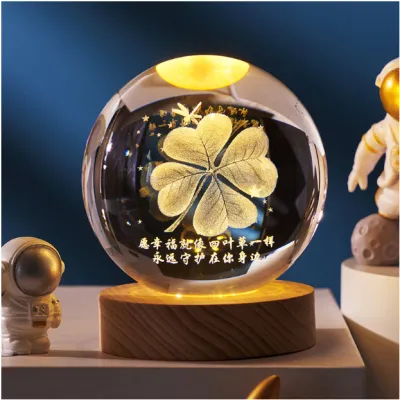 Đèn Ngủ Pha Lê 3D Phát Sáng Quả Cầu Phong Thủy May Mắn Hanh Thông Đèn USB Thích Hợp Decor Trang Trí Quà Tặng Ý Nghĩa