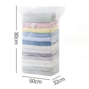 GOODOO ใช้ซ้ำได้ ถุงบีบอัดสูญญากาศ โปร่งใสโปร่งใส ที่จัดระเบียบเสื้อผ้า ผ้าคลุมกันฝุ่น จุได้มาก ถุงเก็บซีลสูญญากาศ สำหรับชุดสูท/ชุดเดรส/แจ็คเก็ต