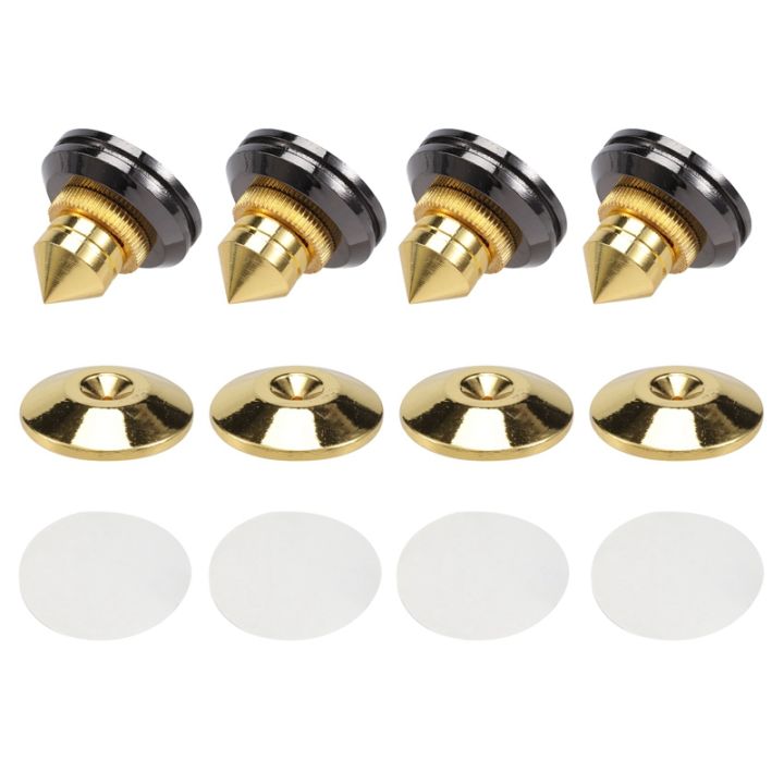 4 Set Gold Speaker Spike with Floor Discs Stand Foot Isolation Spikes ...