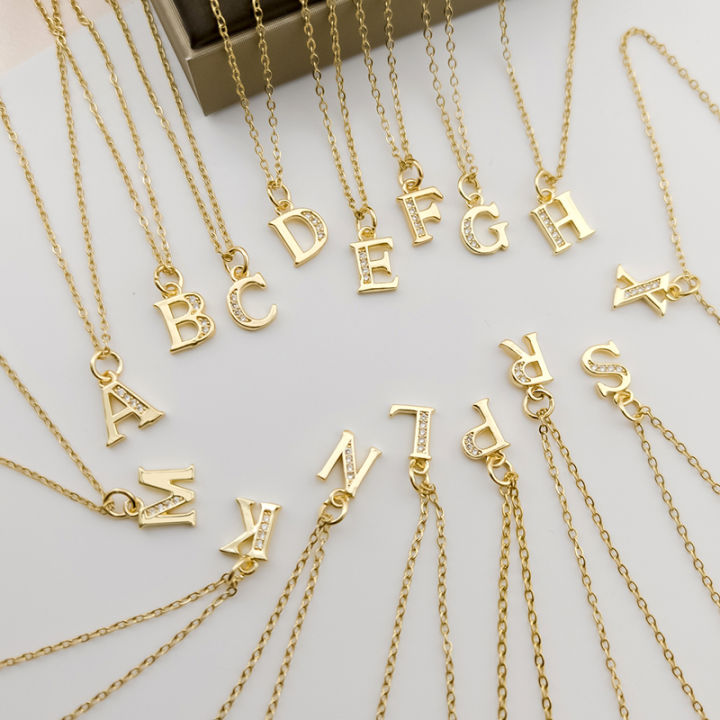 Letter Necklace Women's Simple Couple Best Friend 26 English Letter Pendant  Necklace Fashion New Product Stainless Steel Non Fading 18k Gold Lazada 