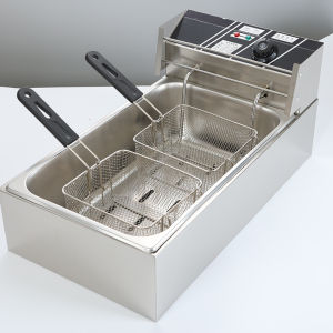 Electric Deep Fryer 12L Commercial Noodle Cooker 6 Hole 3000W Stainless Steel Pasta Boiler Dual Use