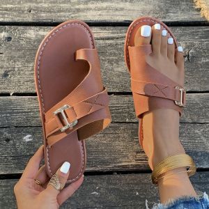 plus Size - Womens Flat Toe Slippers 2024 Summer hot style flat outdoor sandals for women