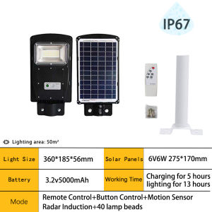 KEELAT KSL001 1200W Lampu Jalan Solar Street Sensor Lamp Solar Light Outdoor Lighting LED Remote Control Waterproof