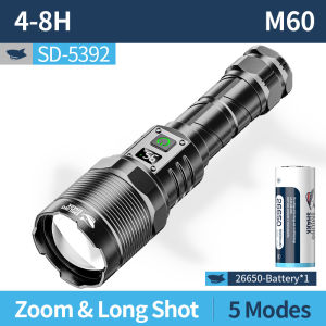 SMILING SHARK SD5392 LED Flashlight Super Bright M60 8000LM 5Mode Type-c Rechargeable Torch Light Waterproof Outdoor Camping Lighting