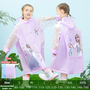 Disney Childrens Raincoat With Big Brim EVA Elsa & Spider-Man For 5-15Yrs Boys Girs Kapote Rain Coat Waterproof Poncho