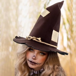 Durability Costume Hat Felted Witch Hat Scarecrow Patches Hat Carnivals Hat for Cosplay Gatherings