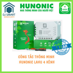 Tặng vít thử điện cảm ứng - Công tắc thông minh Hunonic Lahu 4 kênh ( 500W/kênh ) điều khiển mọi thiết bị từ xa qua điện thoại CHÍNH HÃNG BH 12T