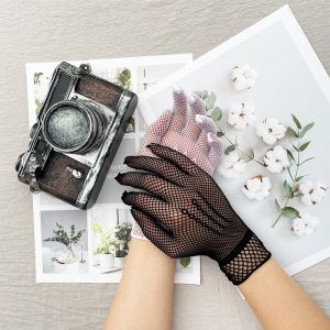 ILOVEDIY 1 Pair Women Elastic Short Lace Mesh Gloves Bride&Model Party Dance Gloves Elegant Ladies Hand Decor Mittens Finger Uv-proof Driving Accessories