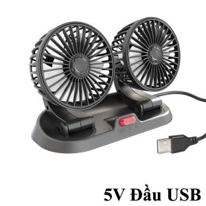 Quạt trên xe ô tô  Quạt đôi trên xe hơi 5V 12V 24v xuay 360* Có số dán phản quang dùng cho mọi dòng xe