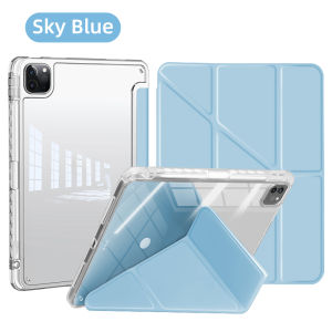Y-fold Clear iPad Case For iPad Pro 11 M5 M4Pro 13 M5 M4Air 13 M2 M3 M4iPad Air 11 M2 M3 M4 Air 4 5 10.910th 11th (A16) 7/8/9th Generation 10.2Pro 11 Pro 12.9 4/5/6thMini 6 Mini 7 A17 Pro 8.35/6th Air 2 9.7 Tablet Cover with Pencil Holder