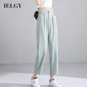 IELGY womens high waist thin small foot pants harem ninth pants