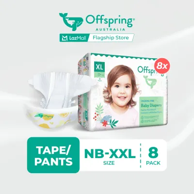 [Exclusive] Offspring Fashion Baby Diapers Tape/Pants [8 Packs] - NB/S/M/L/XL/XXL