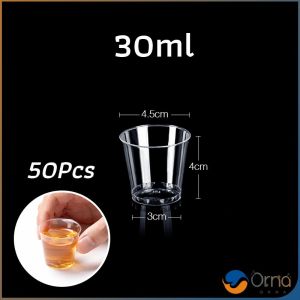 Orna 50ml/30ml แก้วน้ําพลาสติกใส ขนาดเล็ก แบบใช้แล้วทิ้ง 50 ชิ้น แก้วเปค Plastic cup