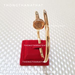 กำไลตะปูฝังเพชร สแตนเลส หัว12มม. กำไลข้อมือตะปู กำไลโอม โอม พระพิฆเนศ อุณาโลม กำไลตะปูโอม กำไลสแตนเลสโอม กำไล กำไลตะปู