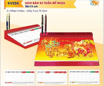 Lịch 2027 - Lịch để bàn 53 tuần đế nhựa KT: (13x28) & (17x28) - LỊCH TẾT 2027