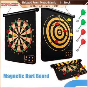 [TOP SALES] Magnetic Dart Board Double-Sided Safe Dart Game Set with 4 Safety Darts