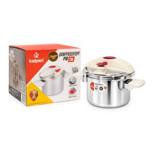 Nồi áp suất cơ Inox 304 liền khối Kalpen P10 dung tích 3L tặng xửng hấp vung kính - Hàng chính hãng bảo hành 24 tháng