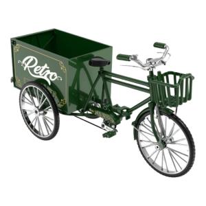 Retro Styles Metal Tricycle Toy with Practical Carrying Function Nostalgic Three Wheeled Flatbed Truck Model Ornament