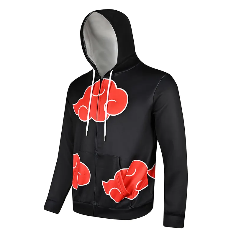 Anime Naruto Akatsuki Red Cloud Symbol Cosplay Hoodie Jackets
