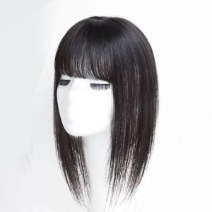 STARGOODS Female Replacement Black Girl Women Fringe Heat Resistant Fiber Cover White Hair Clip on Front Neat Bang Straight Bangs 3D Air Bangs Wig Synthetic Hairpiece