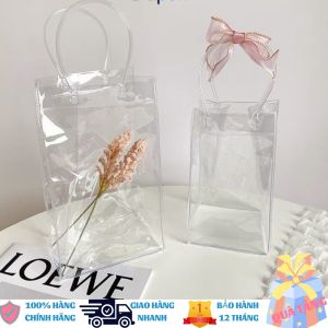 Túi đựng ly bình giữ nhiệt trong suốt- túi thiết kế có kút bấm chống rơi và 2 quai xách-công dụng đựng ly bình giữ nhiệt