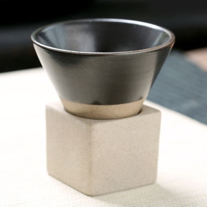Japanese Ceramic Coffee Tea Cup  Latte Flower Coffee Cup Home Rough Pottery Creative Retro Coffee Cup with Base Home Solid Color Tea Set