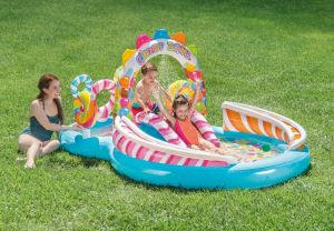 INTEX 57149 (NP259) Candy Zone Play Center Children Toy Play Ground Inflatable Kids Swimming Pool Water Slide Kolam Mandi