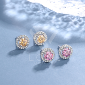 LORE Jewellery - Anting Moissanite Lapis Emas 18k - Yellow Round Lining Moissanite Earrings 0.5 Carat [GRA Sertificated and After Sales Warranty]