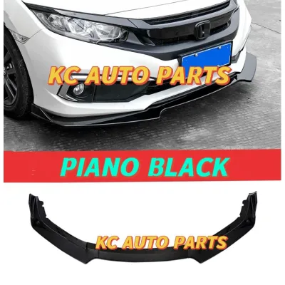 Honda Civic FC 2016-2019 Front Lip Front Skirt Bumpe Diffuser 3 Section Colour Glossy Black 3 Pcs