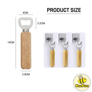 MaxPlus Wooden Bottle Opener Stainless Steel Can Opener Household Kitchen Bar Tools