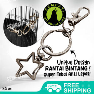 SEMPATI Rantai Kunci Sangkar Kandang Burung Kucing Bentuk Bintang Rantai Kunci Sangkar Kandang Burung Kucing Anjing Gembok Pengunci Pengaman Sangkar Kandang Bulat Kotak Oval Kapsul Umbaran Batre
