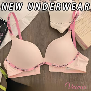 【SingaBralette】 Letter Strap Bra Seamless Push-Up Bra Small Chest Gathering Wireless Summer Breathable Ultra-Thin Section Underwear內衣無鋼圈